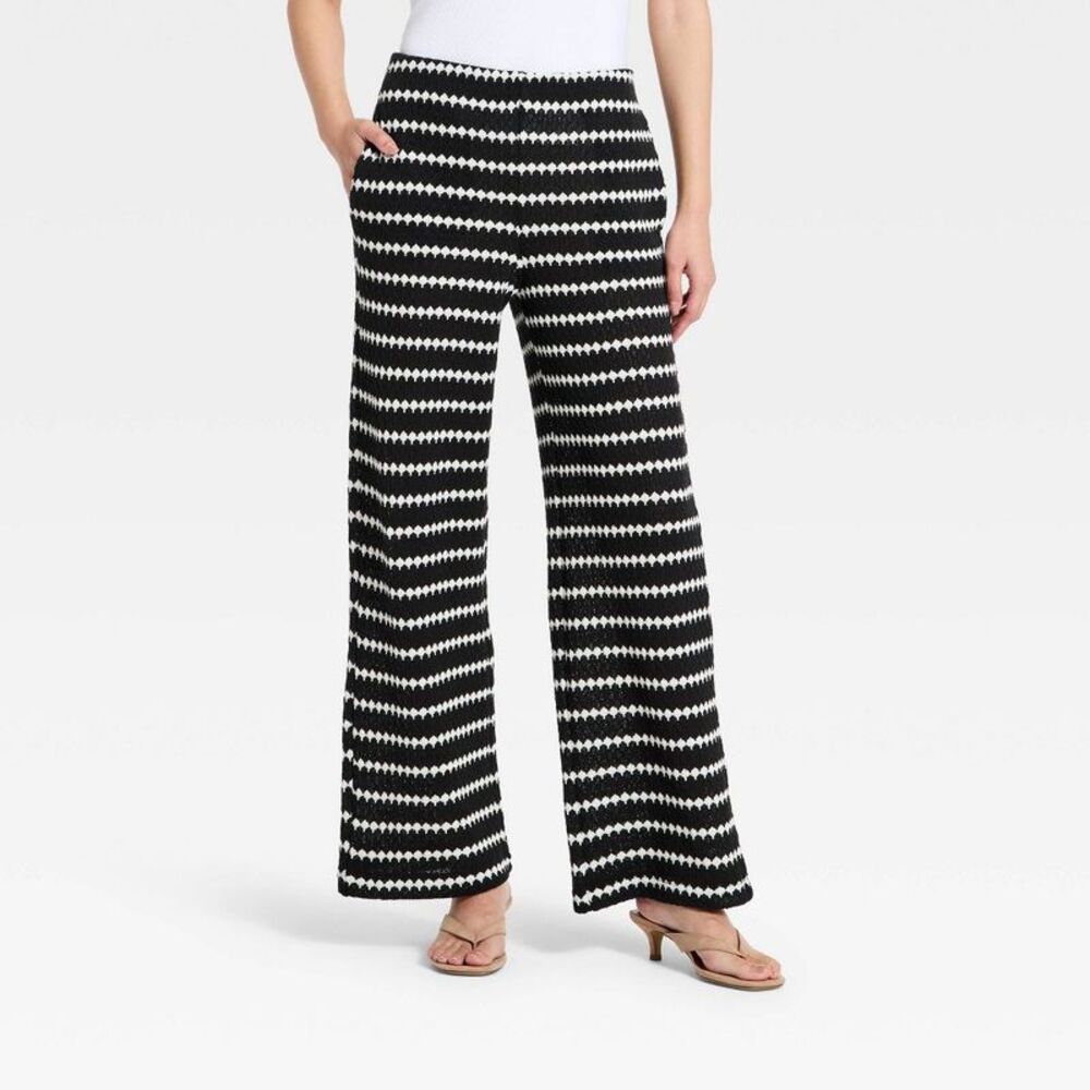 a new day Black and White Wide Leg Knit Pants